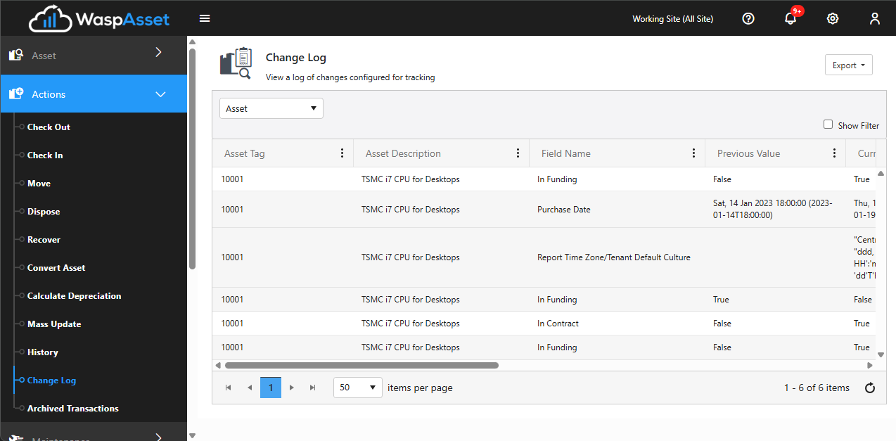 Change log