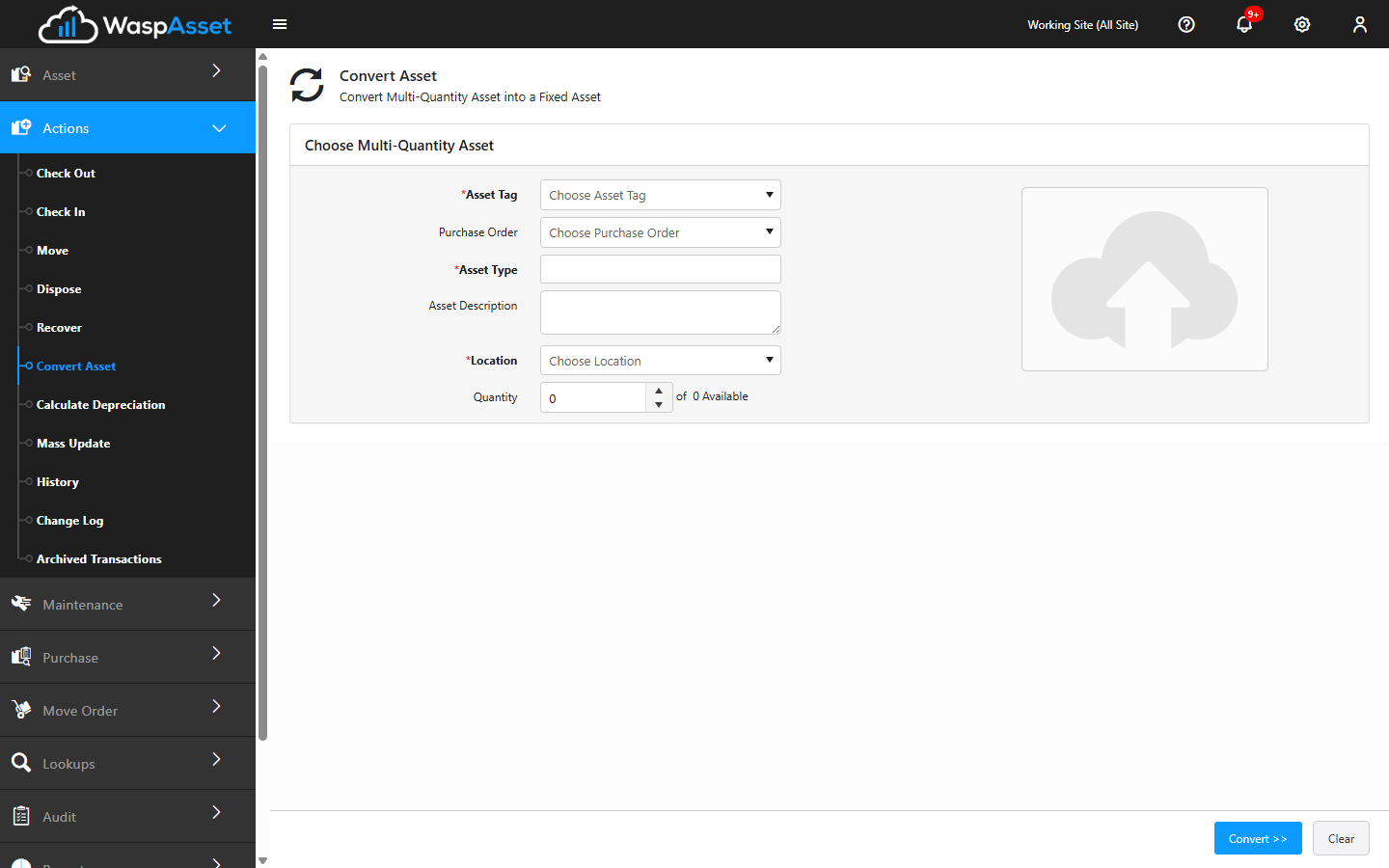 Converting an asset