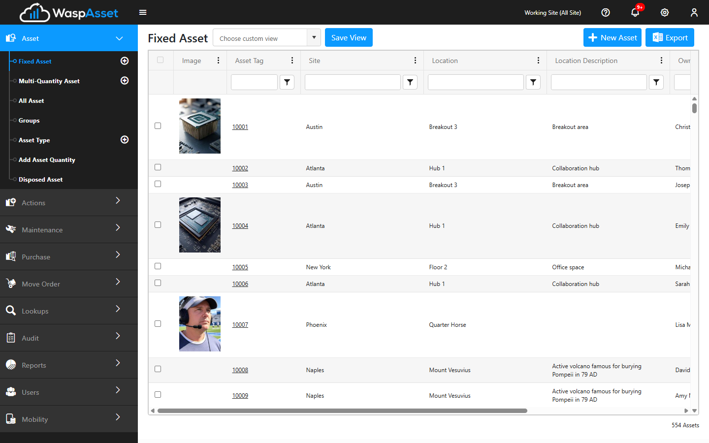 The Fixed Asset list