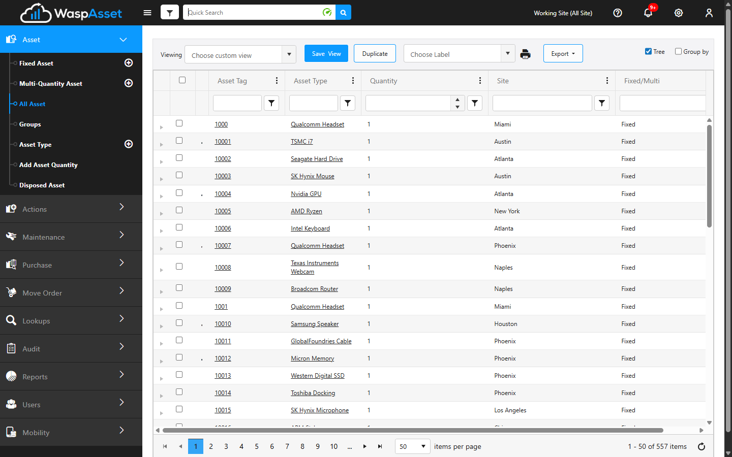 A tour of the Wasp Asset screen