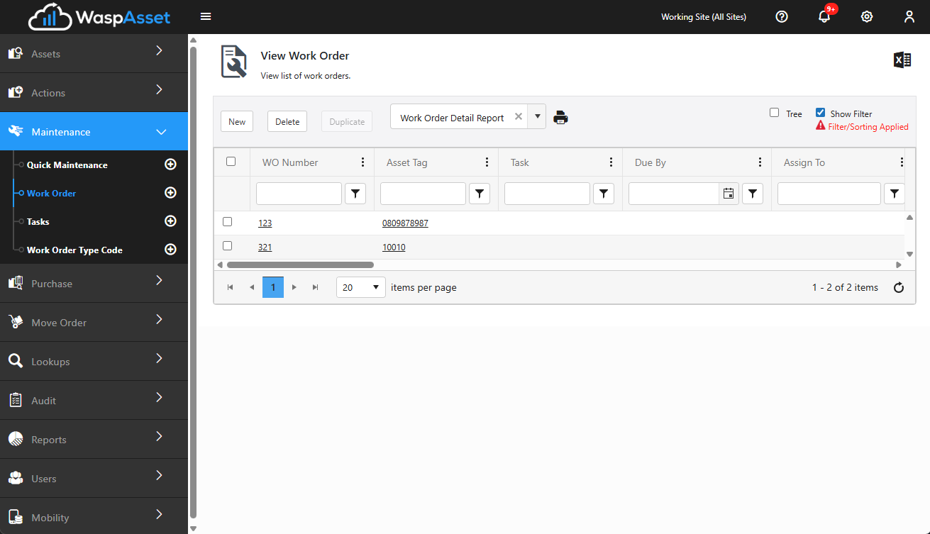 Creating a work order