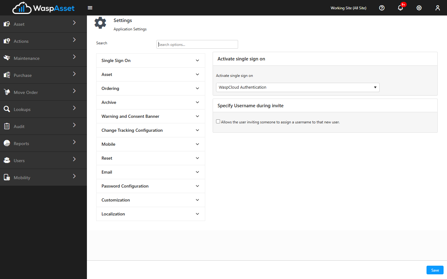 Settings and options